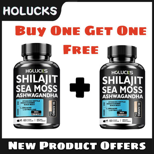 Pure Himalayan Shilajit & Wild Irish Sea Moss Capsules (102 Minerals & Fulvic Acid)