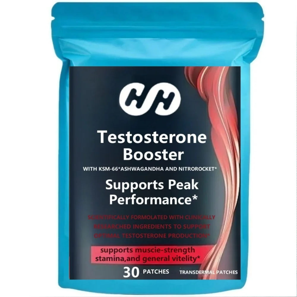 30 Patches Testosterone Booster For Men With Horny Goat Weed, Maca Root Transdermal Patches Energy Stamina Strength