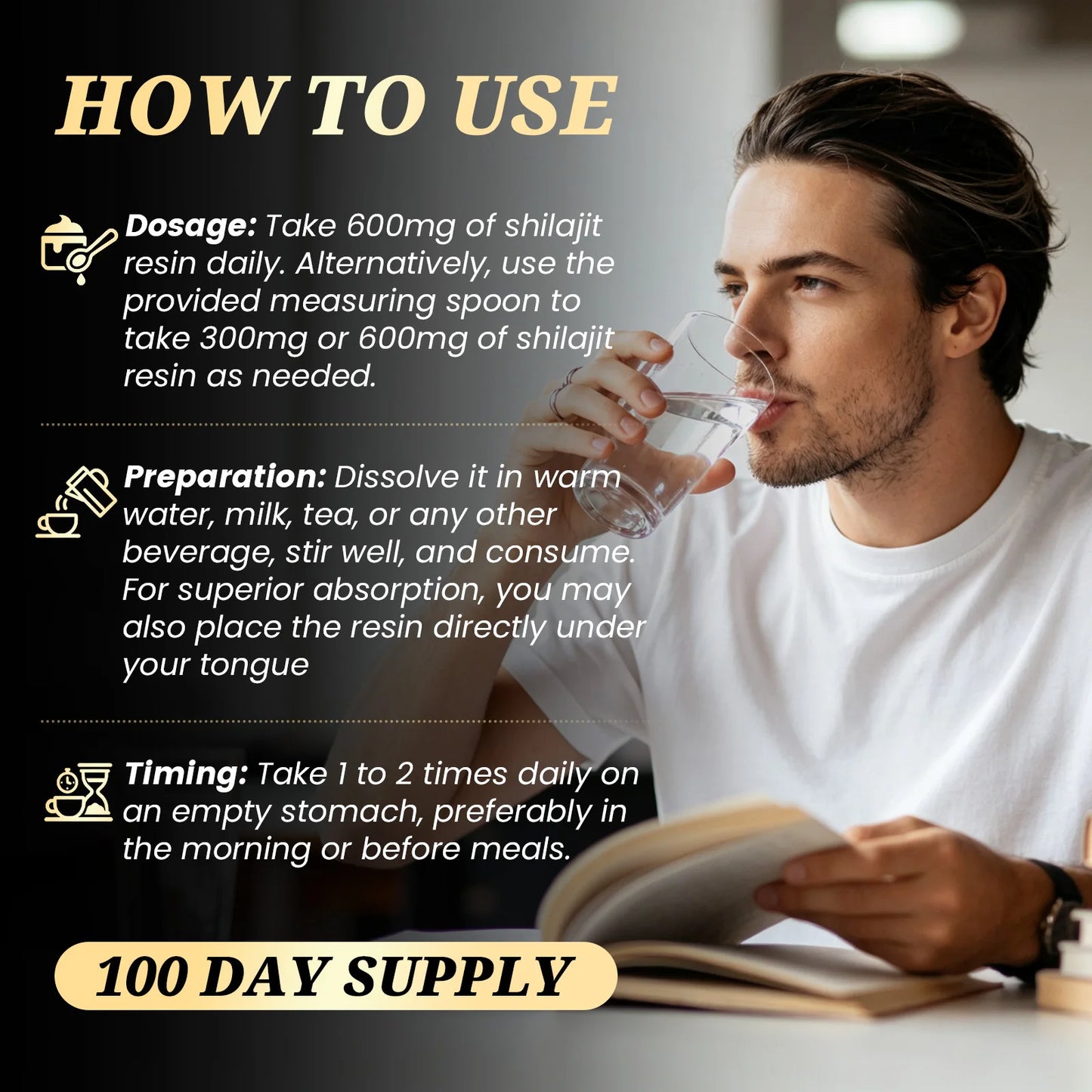 Mulittea High Purity Original Shilajit Mineral Supplements with 85+ Trace Minerals & Fulvic Acid for Man Energy Stamina