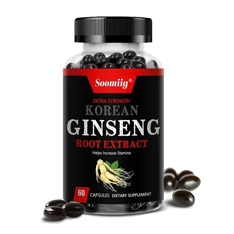Strong Korean Ginseng 120 Vegetarian Capsules Energy, Stamina & Focus + Memory & Mental Performance for Men and Women