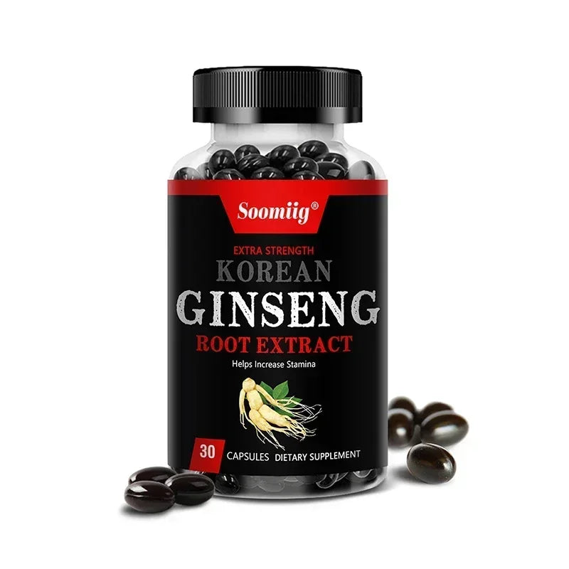 Strong Korean Ginseng 120 Vegetarian Capsules Energy, Stamina & Focus + Memory & Mental Performance for Men and Women
